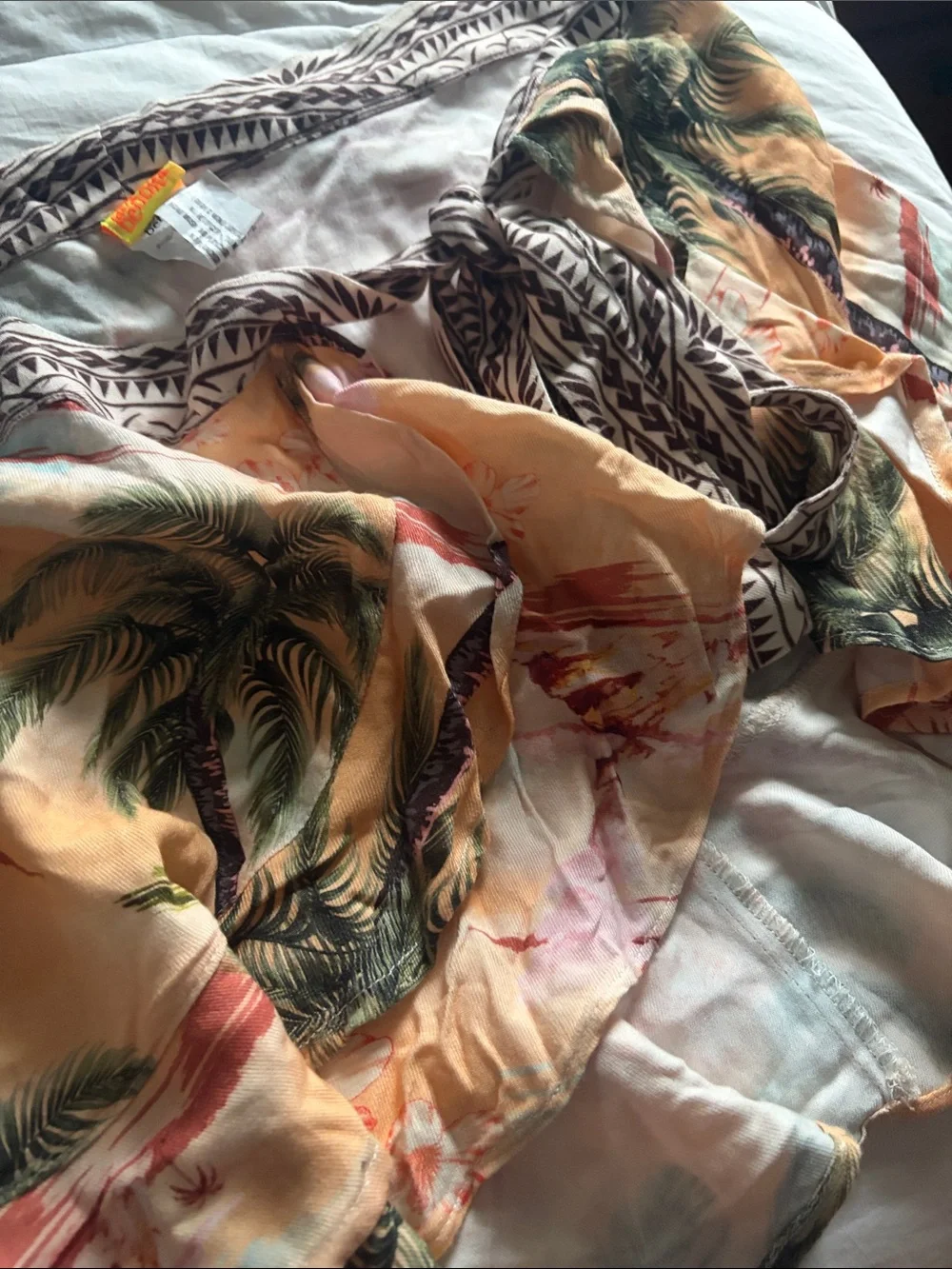 Tropical Peach Palm Print Swim Sarong Wrap